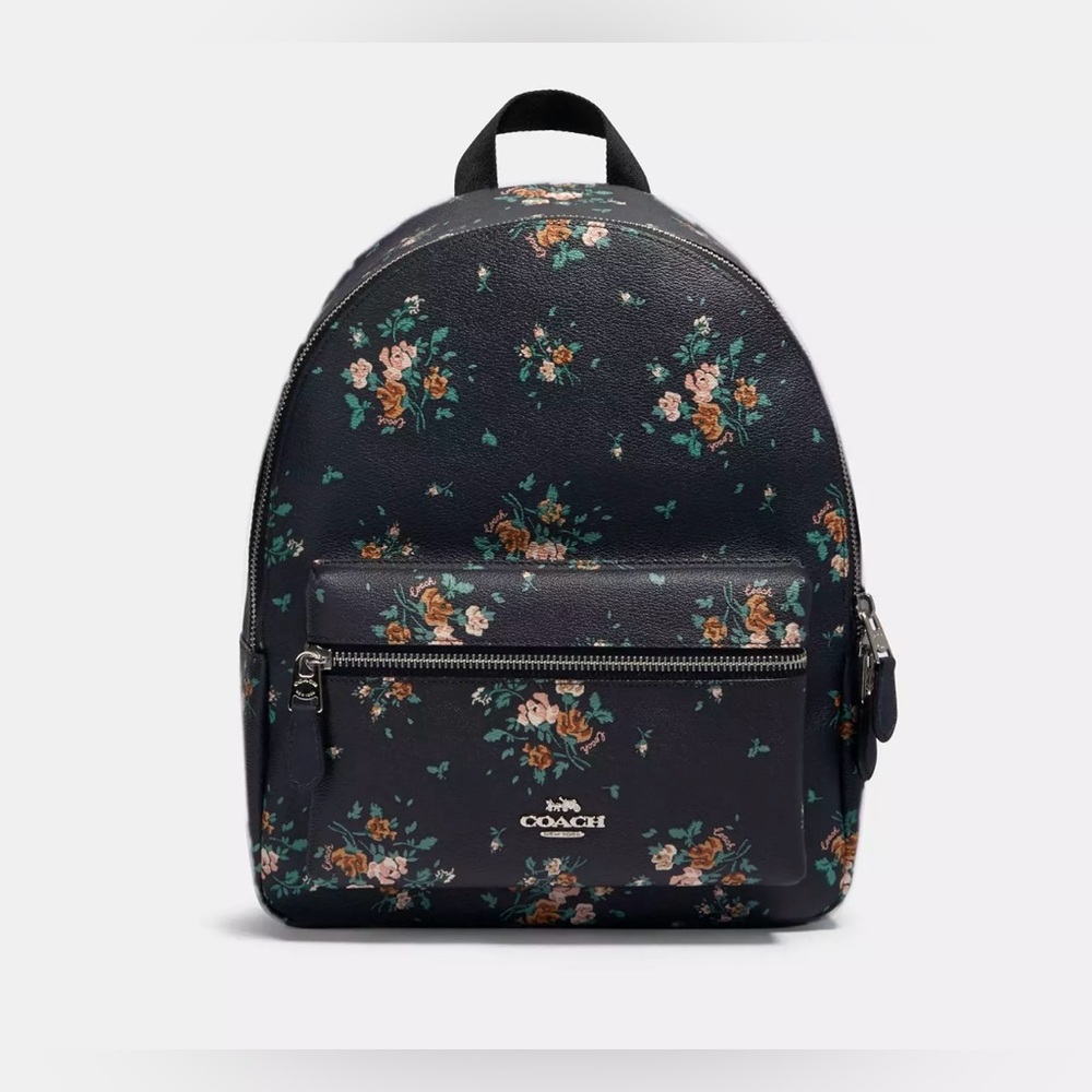 Coach Medium Charlie Backpack with Rose Bouquet Print